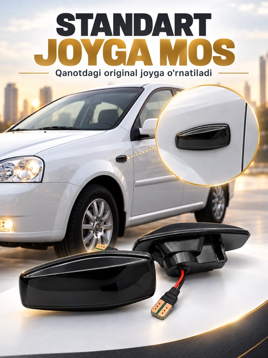 Chevrolet Cobalt, Lacetti, Tracker 2, Onix, Monza uchun qora LED burilish chirog‘i, 2 dona