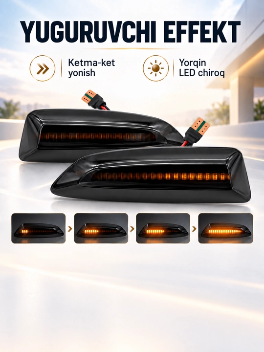 Черные LED поворотники на крыло Chevrolet Cobalt, Lacetti, Tracker 2, Onix, Monza, 2 шт
