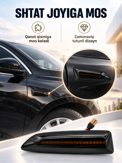 Черные LED поворотники на крыло Chevrolet Cobalt, Lacetti, Tracker 2, Onix, Monza, 2 шт