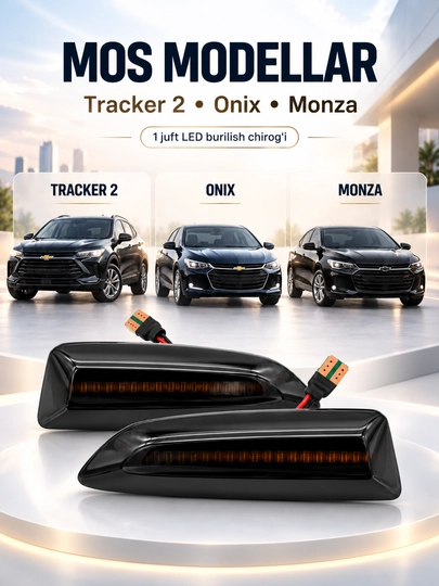 Черные LED поворотники на крыло Chevrolet Cobalt, Lacetti, Tracker 2, Onix, Monza, 2 шт