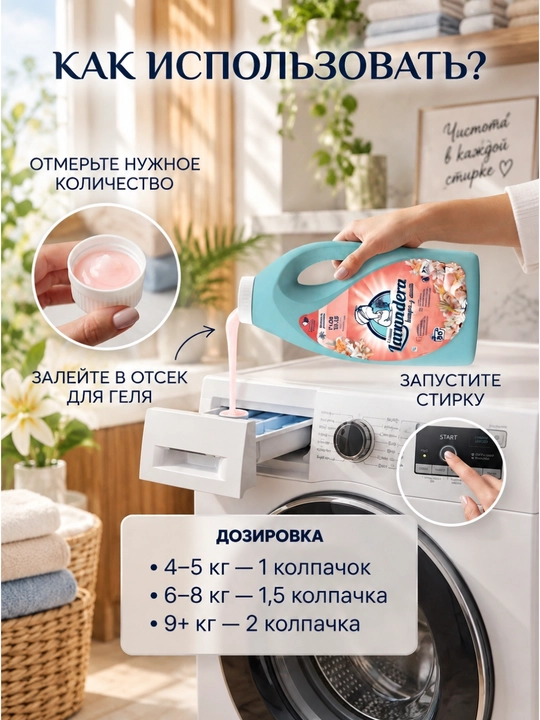 Гель для стирки Lavandera  FLOR DE LIS, 4,5 л, 90 стирок