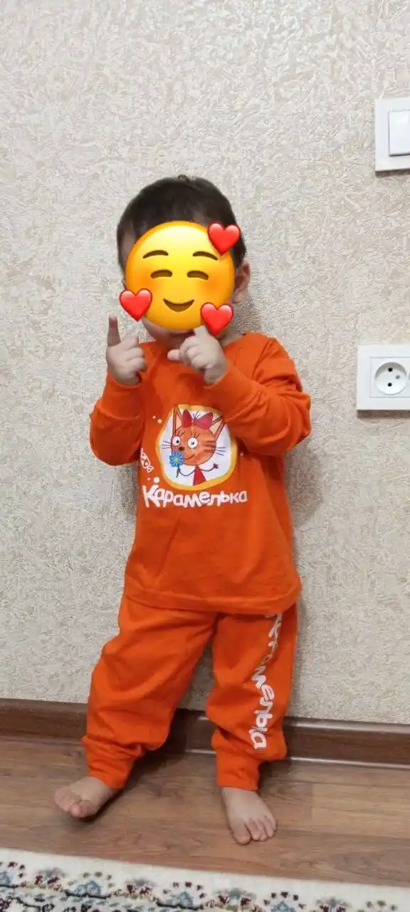 WEERIT bosma naqshli paxtalik bolalar pijamasi uyqu kiyimi to‘plami 