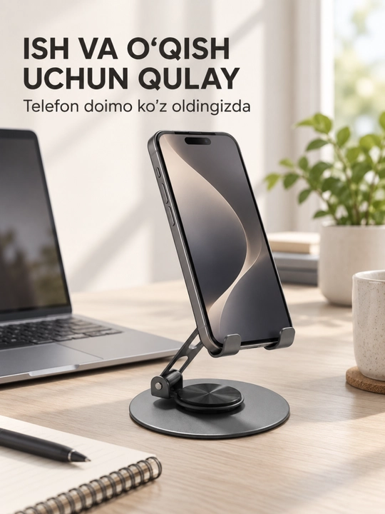 K72 buklanadigan stol telefon tagligi, 0–90° sozlanadigan, aylanuvchi