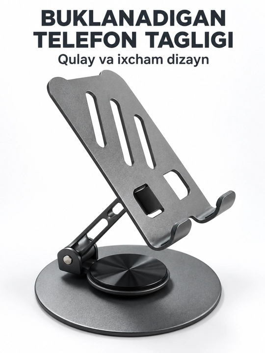 K72 buklanadigan stol telefon tagligi, 0–90° sozlanadigan, aylanuvchi