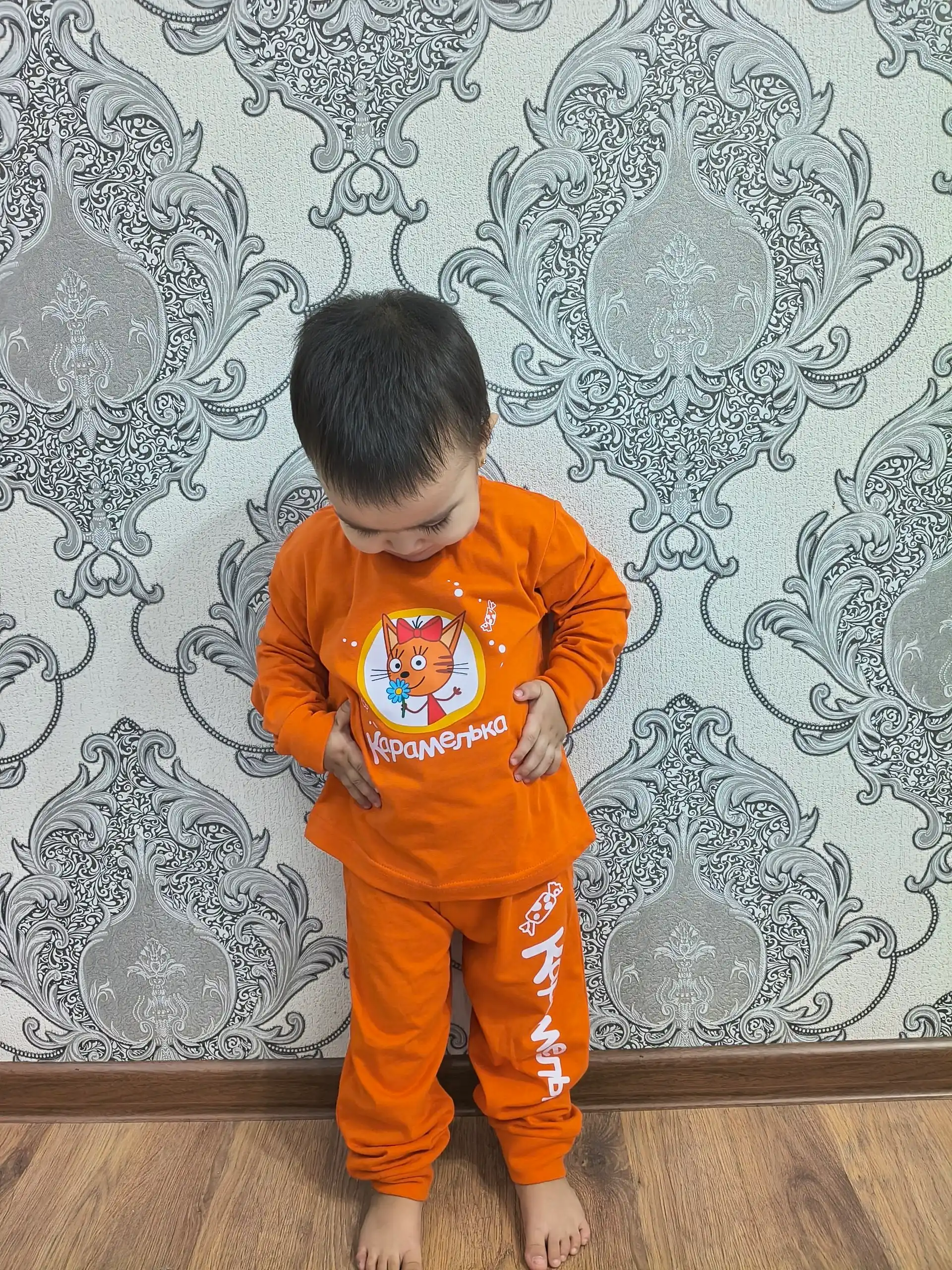 WEERIT bosma naqshli paxtalik bolalar pijamasi uyqu kiyimi to‘plami 