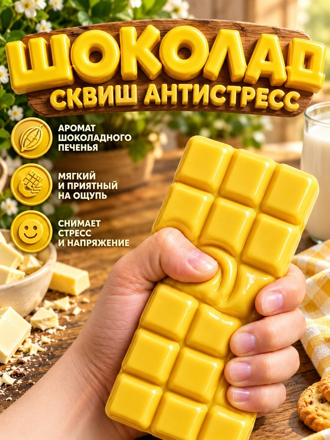 Антистресс-игрушка, дамплинг, пельмень, куб, манты с глазками, сквиш Сыр - 