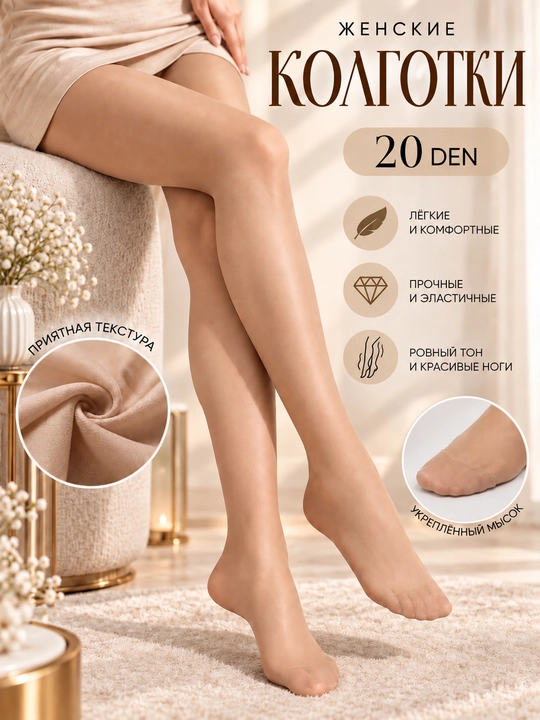 Женские колготки Anfica 20 DEN, моделирующие, 3 штуки телесного цвета