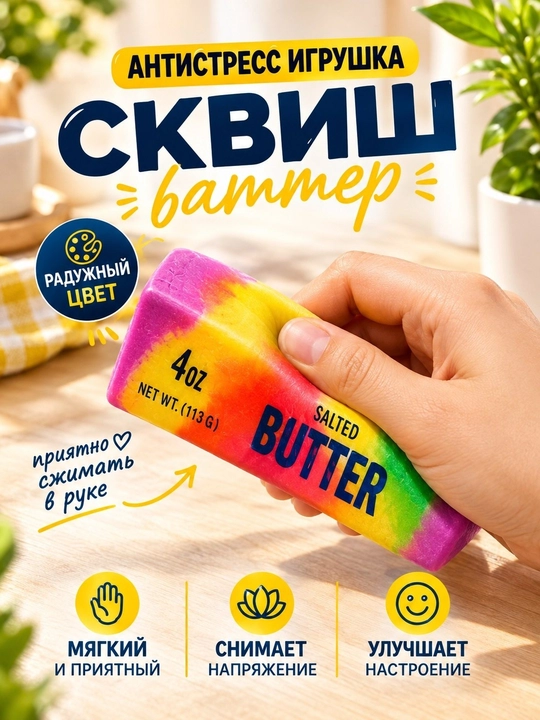 Антистресс-игрушка, дамплинг, пельмень, куб, манты с глазками, сквиш Сыр - 