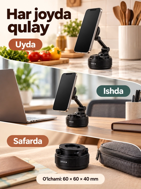K007 vakuumli magnit telefon tutqichi, buklanadigan va sozlanadigan