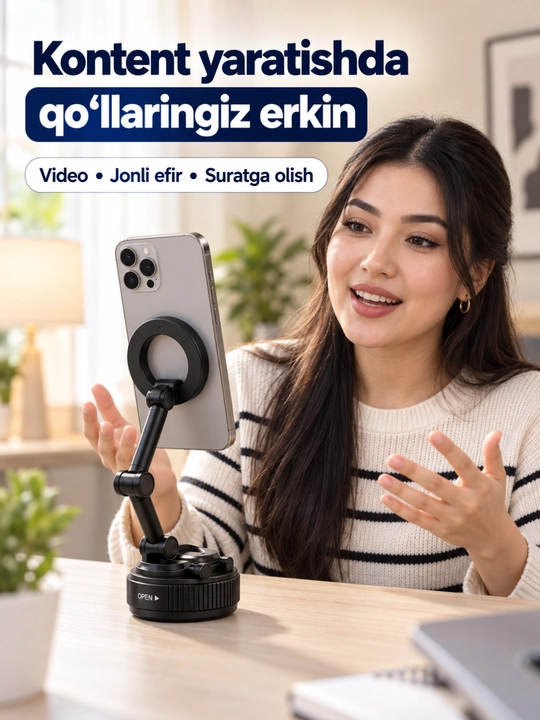 K007 vakuumli magnit telefon tutqichi, buklanadigan va sozlanadigan