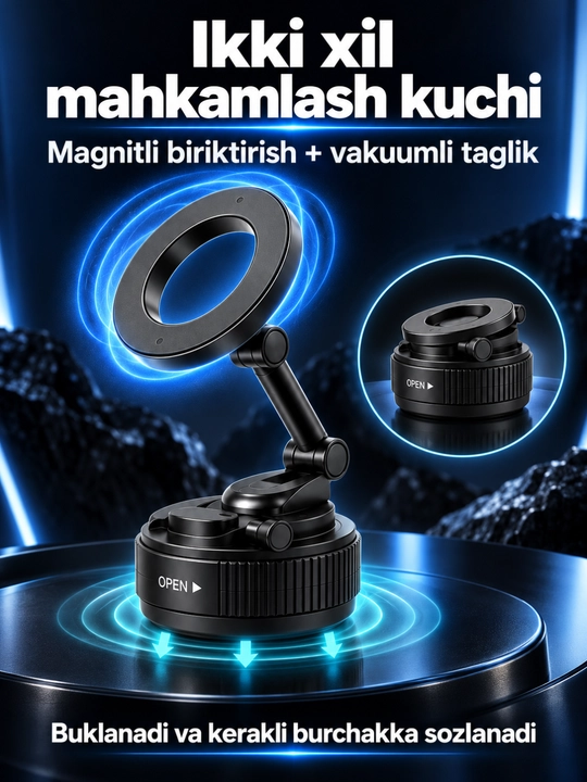 K007 vakuumli magnit telefon tutqichi, buklanadigan va sozlanadigan