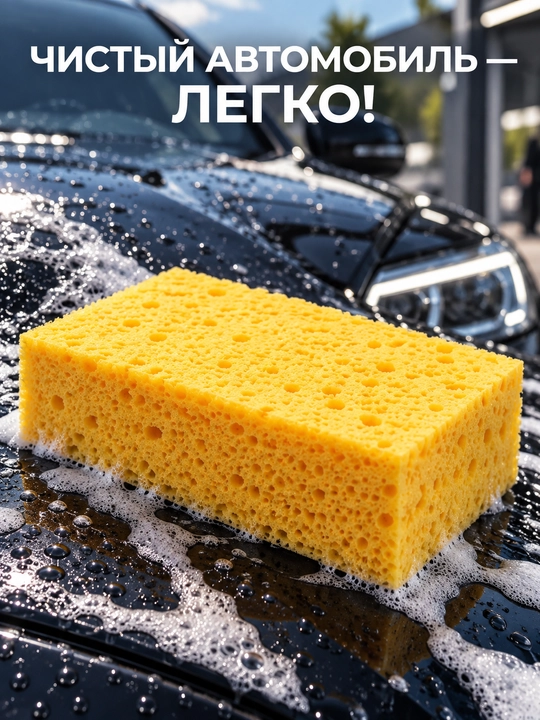 Губка для мойки автомобиля NOVOX Auto Pro, крупнопористая, 19,5×12×5 см