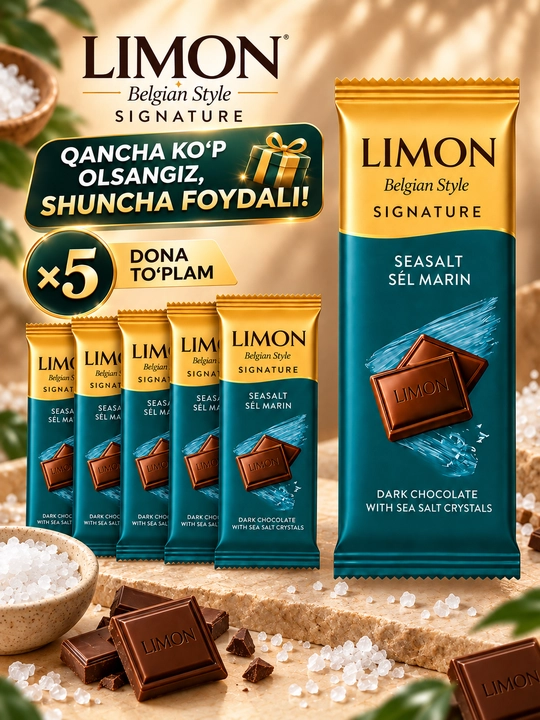 Shirin plitka LIMON Signature Belgian Style 50 g, 5 va 20 donalik to'plam, Ne'mat