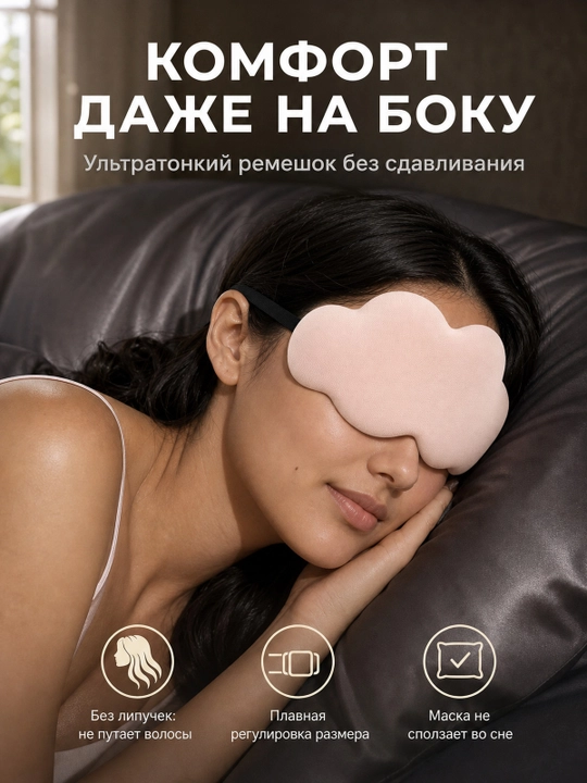 Хлопковая 3D маска для сна, мягкая повязка для глаз