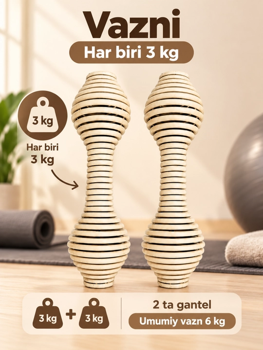 Гантели 3 кг, набор 2 шт. общий вес 6 кг, спортивные гантели для дома и фитнеса