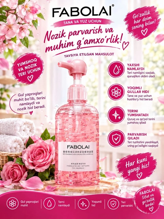 FABOL’AI Dush geli 500 ml — tana terisini kundalik parvarish qilish va tozalash uchun - 