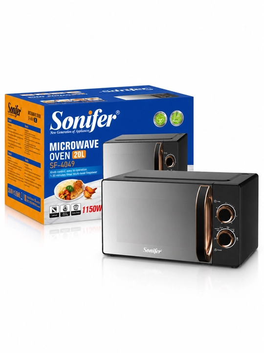 Mikroto‘lqinli pech Sonifer SF-4049, 20 L, mexanik boshqaruv, 1150 W, taymerli