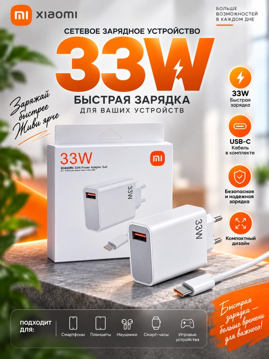 Redmi 33W zaryadlash qurilmasi, tezkor zaryadlash uchun sifatli adapter va kabel