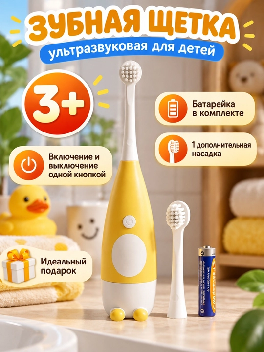 Bolalar uchun 3–12 yoshli elektr tish cho‘tkasi, 1 ta nasadka bilan, tish tozalash uchun