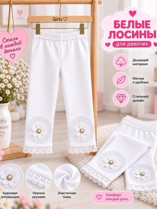 Qizlar uchun losinalar, materiali hb, o'lchami 1 yoshdan 3 yoshgacha, bahor va kuzgi - 