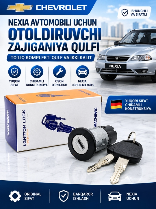Daewoo Nexia uchun o‘t oldirish zamogi, 2 ta kalit bilan to‘liq komplekt - 