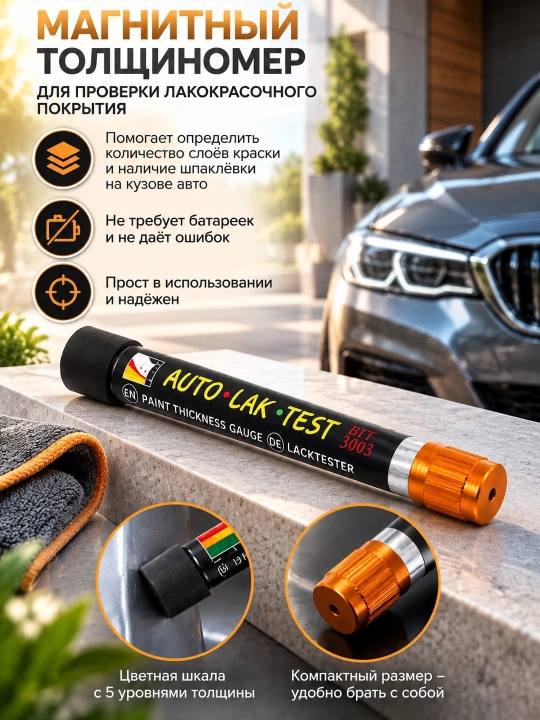 Толщиномер краски, автомобильный, магнитный