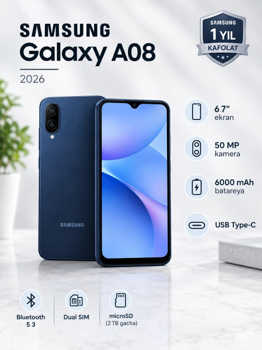 Смартфон Samsung Galaxy A08 (2026), 6.7" экран, 50 МП камера, 6000 мАч, Dual SIM - 