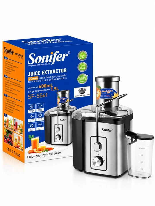 Sok chiqargich Sonifer SF-5561, 400 W, 70 mm keng og‘iz, sharbat idishi 600 ml