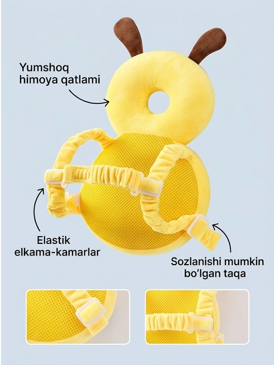 Bolalar uchun boshni himoyalovchi yumshoq yostiqcha