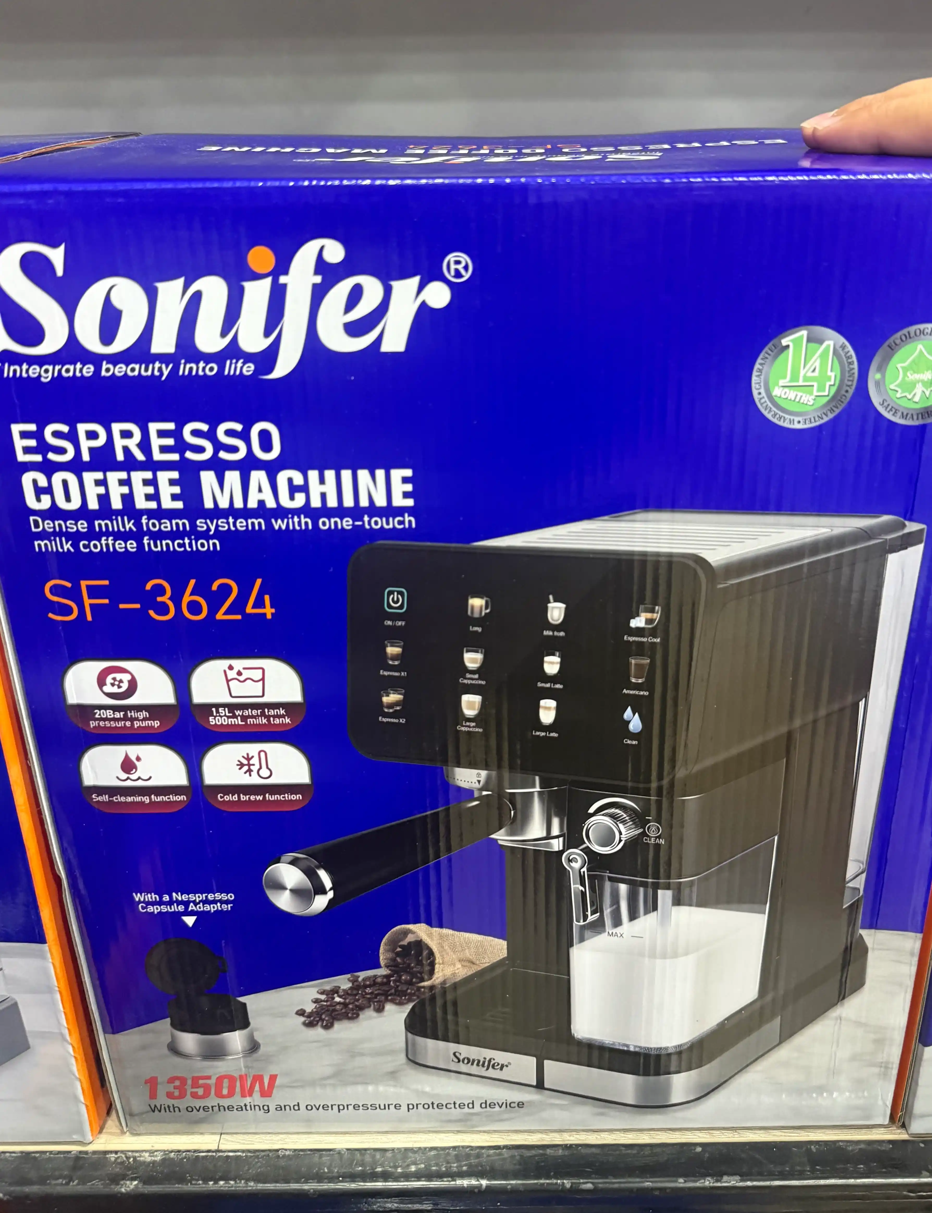 Professional kofe mashina Sonifer 3624 — 20 bar, 1350 Vt
