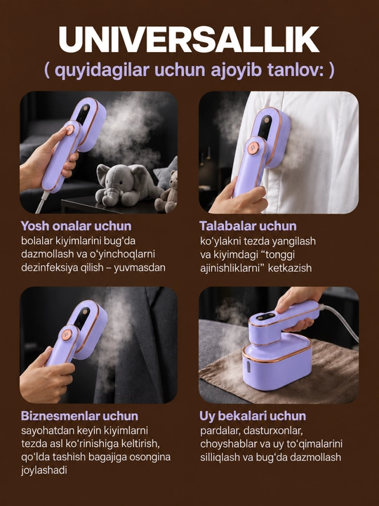 Отпариватель ручной для одежды, дорожный мини утюг, паровой, портативный, 1000 Вт