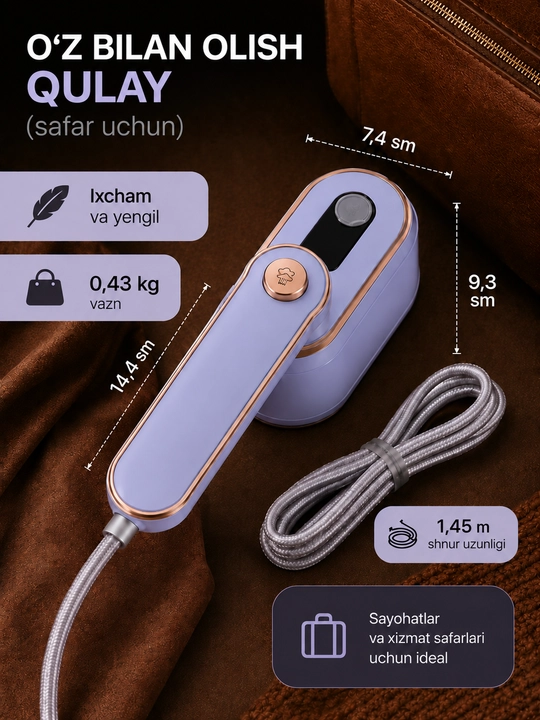 Отпариватель ручной для одежды, дорожный мини утюг, паровой, портативный, 1000 Вт