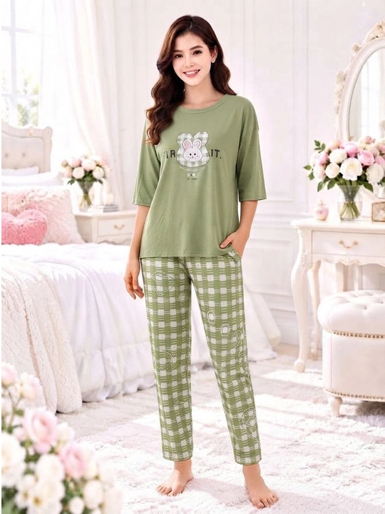 2/1 Ayollar pijamasi 2 talik pijama paxtali pijama futbolka shim uy kiyimi qulay pinyuar