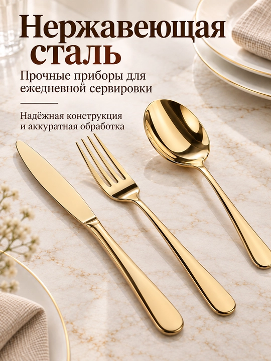 Набор столовых приборов в форме яйца, 24 предмета на 6 персон