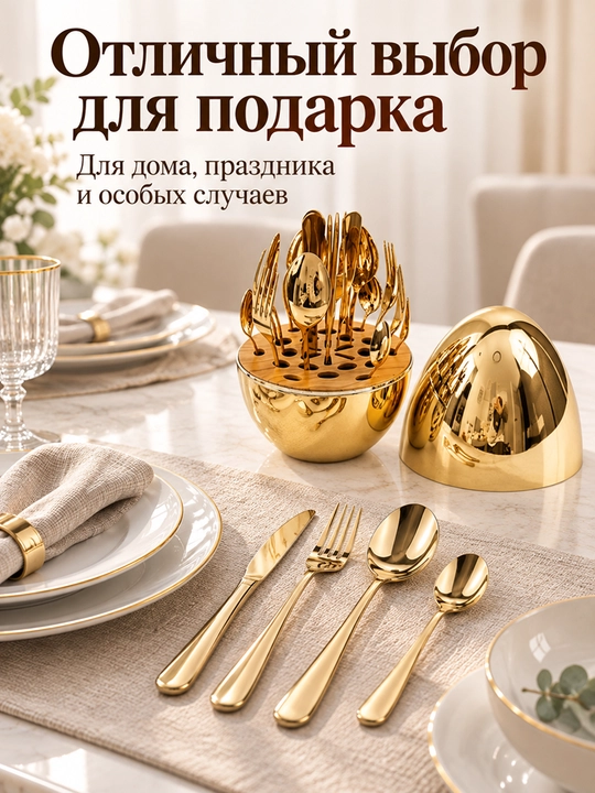 Набор столовых приборов в форме яйца, 24 предмета на 6 персон