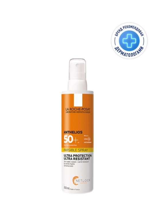 La Roche-Posay Anthelios Солнцезащитный невидимый спрей для лица и тела SPF 50+ / PPD 34, 200 мл