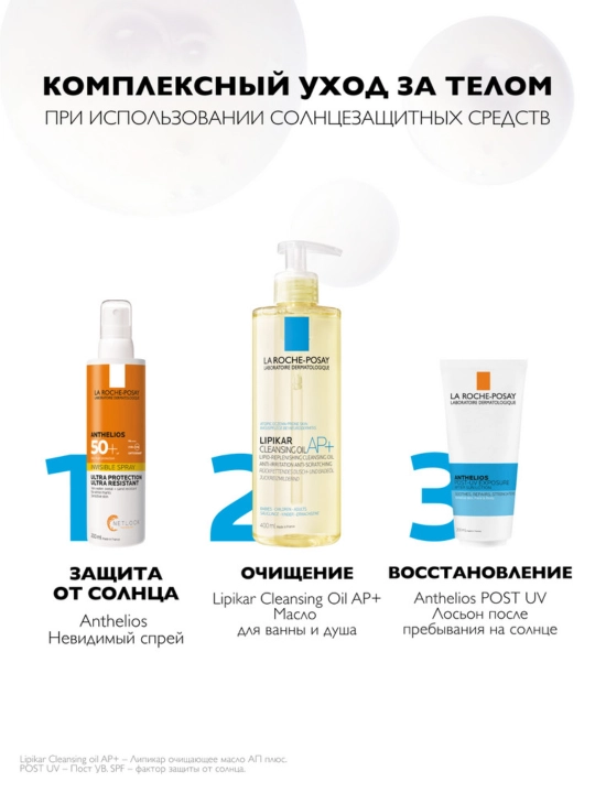La Roche-Posay Anthelios Солнцезащитный невидимый спрей для лица и тела SPF 50+ / PPD 34, 200 мл