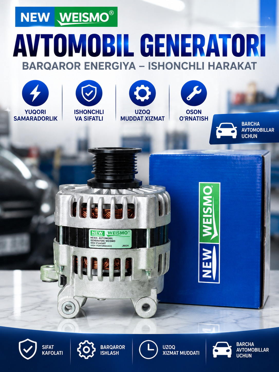 WEISMO avtomobil generatori alternator yuqori samaradorlikli - 