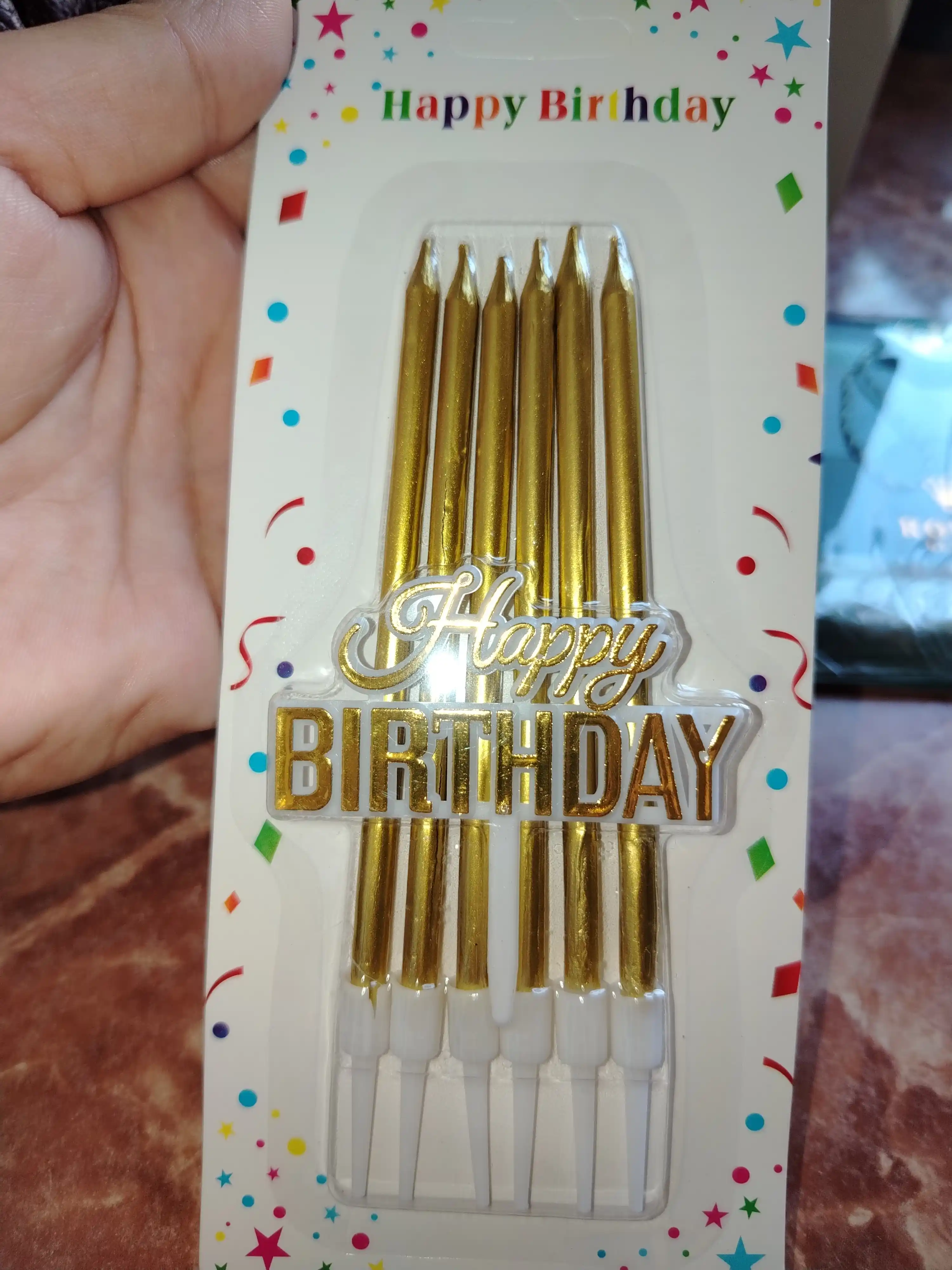 Свечи для торта Happy Birthday набор 6 шт с декоративным элементом Happy Birthday