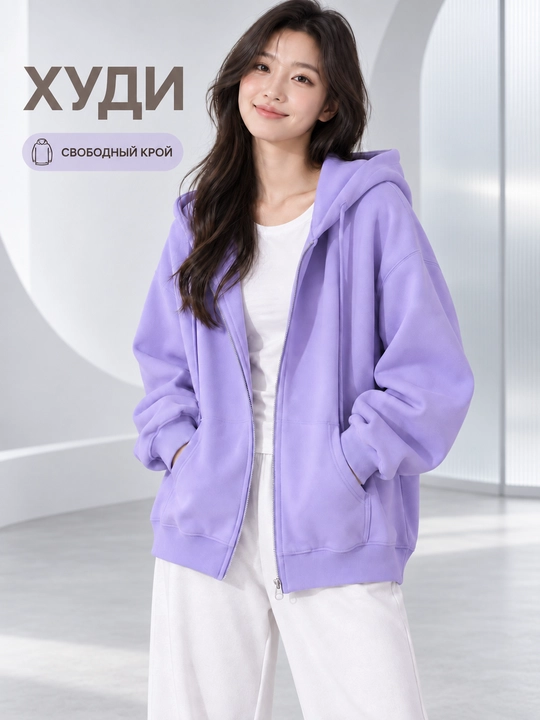 Ayollar yashin ustidagi xudi, kapyushonli, oversize, sportcha qalin kiyim - 