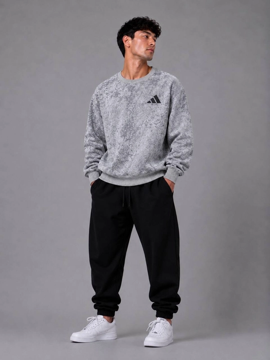 Мужской свитшот Adidas с принтом оверсайз свободный крой длинный рукав для спорта и отдыха - 