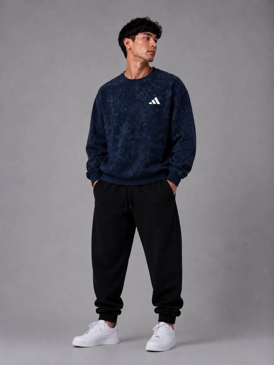 Мужской свитшот Adidas с принтом оверсайз свободный крой длинный рукав для спорта и отдыха - 
