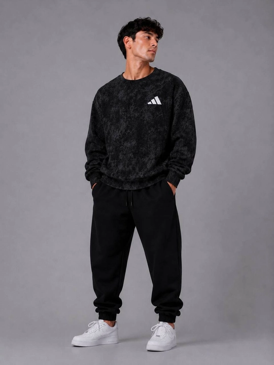 Мужской свитшот Adidas с принтом оверсайз свободный крой длинный рукав для спорта и отдыха - 