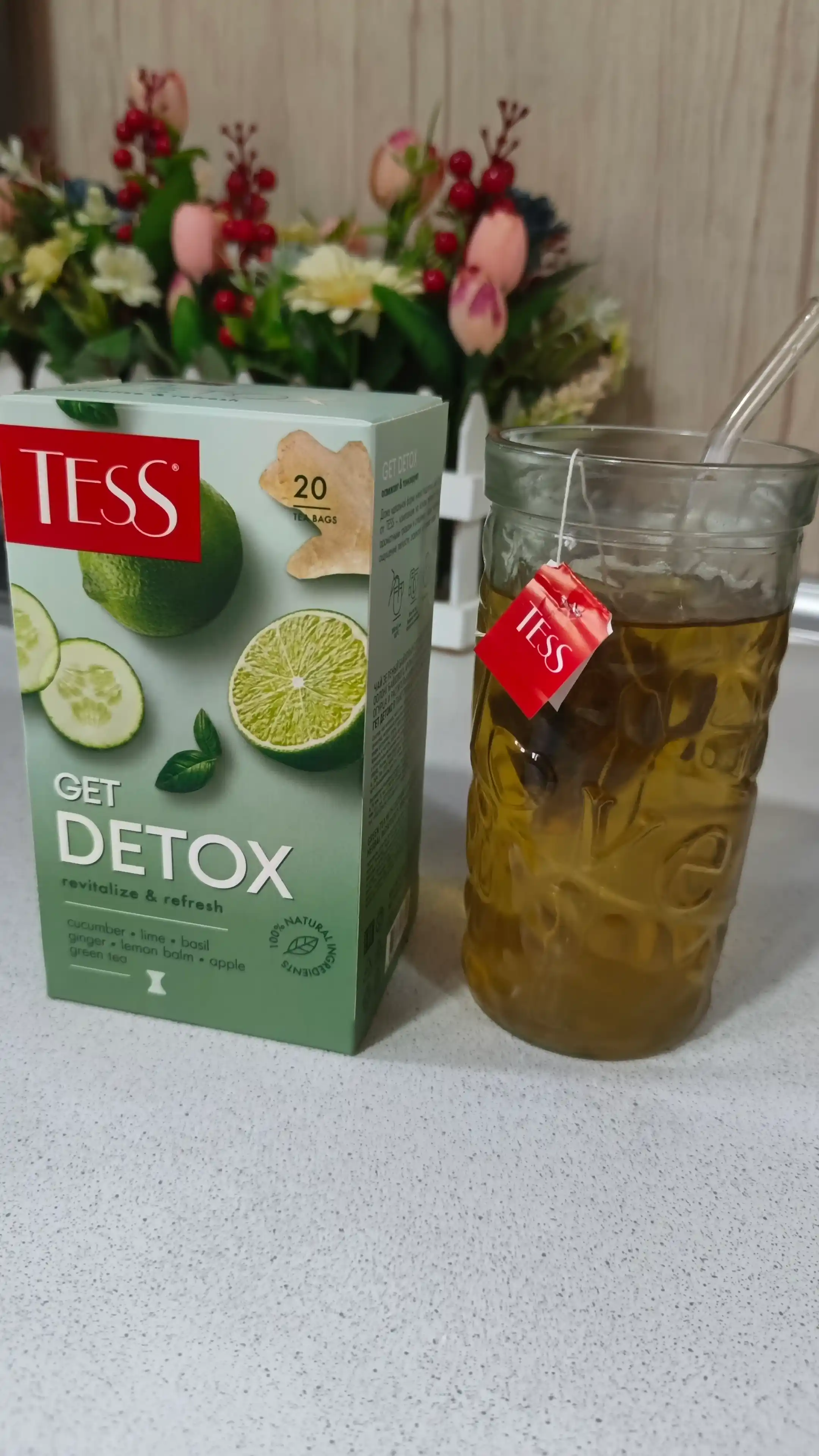 Чай зелёный TESS Get Detox с добавками 1,5гр*20 пакетиков