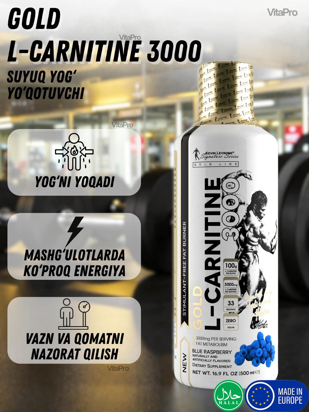 Kevin Levrone Gold L-Carnitine 3000 suyuqligi, 500 ml - 