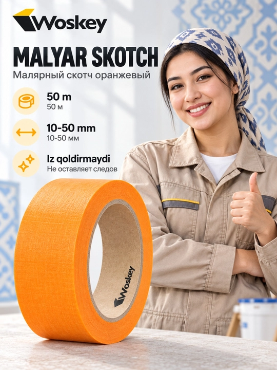 Малярный скотч WOSKEY 50 м - 