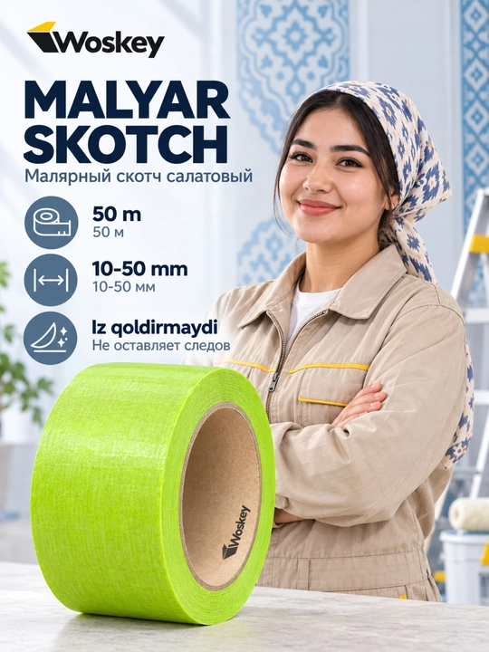 Малярный скотч WOSKEY 50 м - 