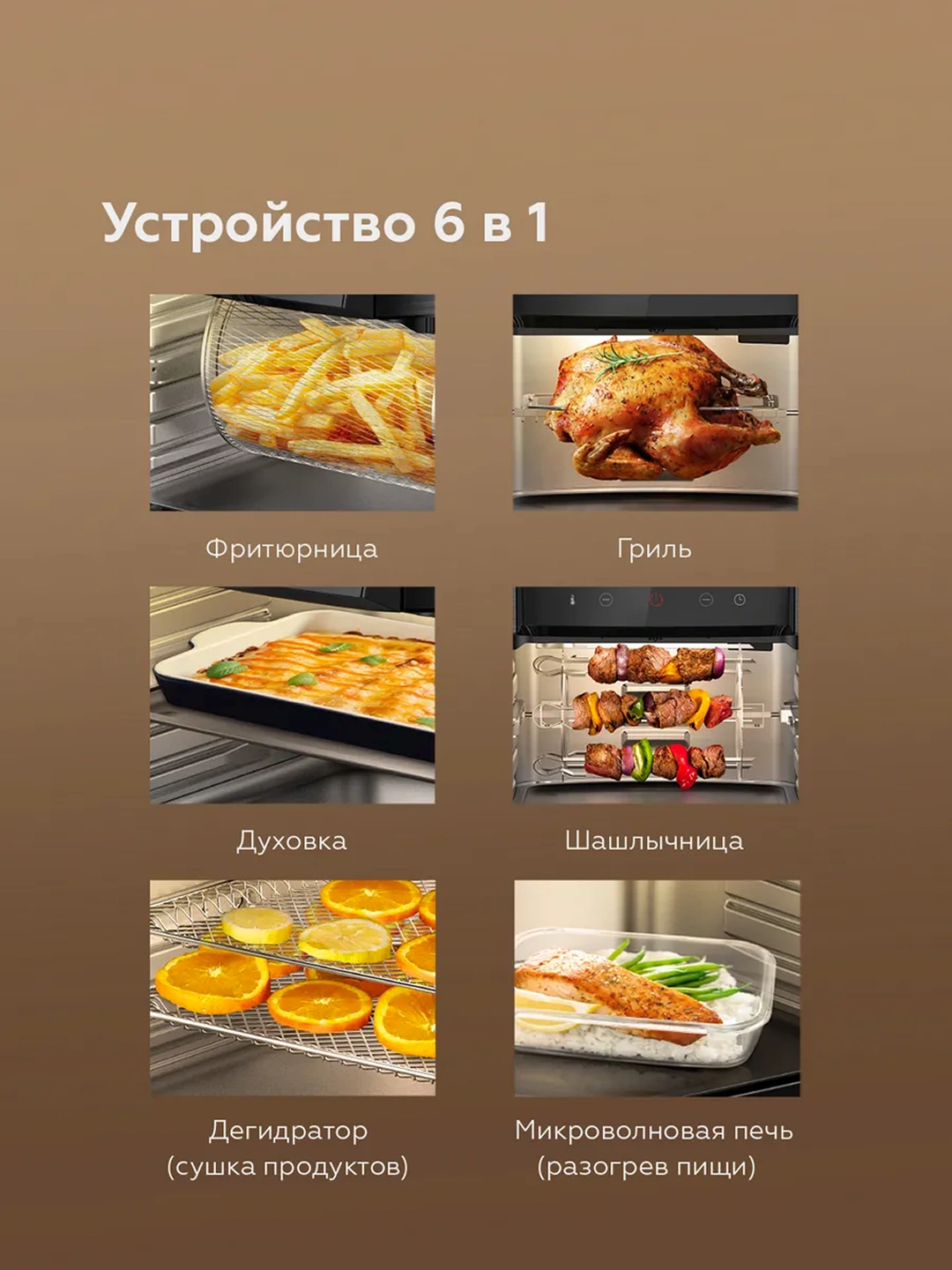 Аэрогриль мультипечь BQ AFU5011ZS 5л,AFU9011ZS 9л Duo Heat,технология Air Cycle,8 программ