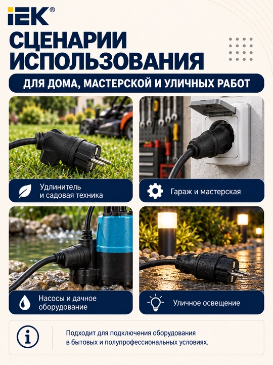 Вилка с боковым вводом OMEGA IP44 IEK