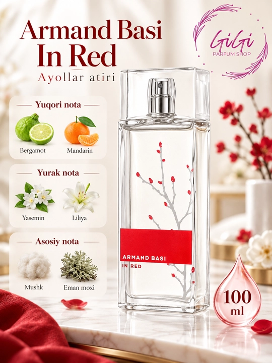 Parfyumlangan suv Armand Basi In Red, 100 ml - 